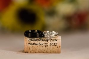 Wedding rings placed on cork