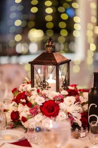 Red and white wedding table decorations